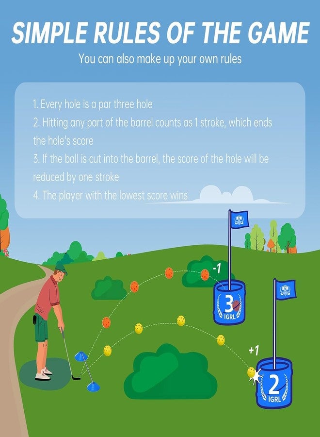 IGRL Golf Yard Game - 6 Holes Backyard Golf Games for Adults, Golf Chipping Game Set with Balls, Carry Bag, Flag & Obstacles, Outdoor Indoor Golf Gifts for Men Lawn, Beach, Camping, Park, Hotel - Image 4