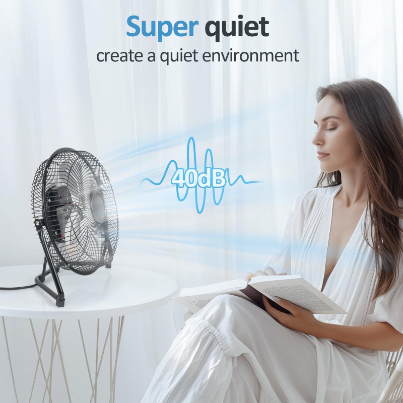 BEESTAR Floor Fan,3-Speed Portable Metal Fan, Fan Quiet for Home, High Velocity Floor Fan with Adjustable Tilt for Home Office Bedroom,Black (9 INCH) - Image 5