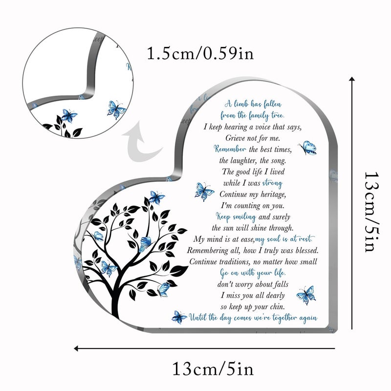 Xendelow Condolence Gifts, Sympathy Gifts, Remembrance Gift, Memorial Heart Shaped Acrylic Decor Sign, Grieving Gift with Sympathy, Memorial Bereavement Sympathy Gifts for Loss of Loved One - Image 2