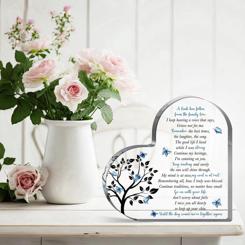 Xendelow Condolence Gifts, Sympathy Gifts, Remembrance Gift, Memorial Heart Shaped Acrylic Decor Sign, Grieving Gift with Sympathy, Memorial Bereavement Sympathy Gifts for Loss of Loved One - Image 3