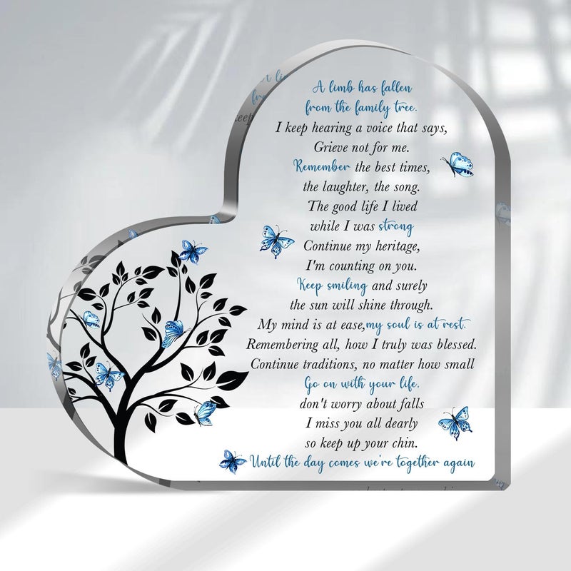 Xendelow Condolence Gifts, Sympathy Gifts, Remembrance Gift, Memorial Heart Shaped Acrylic Decor Sign, Grieving Gift with Sympathy, Memorial Bereavement Sympathy Gifts for Loss of Loved One - Image 1