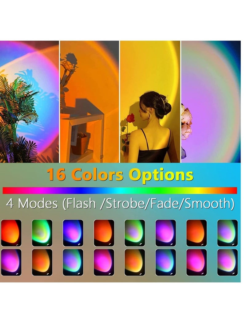 كابتن تيك Sunset Lamp Projection, 16 Colors Changing Lamp Projector Rainbow Night Light Sunlight Lamp Room Decor 360 Degree Rotation for Decorations Photography/Party/Bedroom/Home Decor Sunset Lamps - Image 4