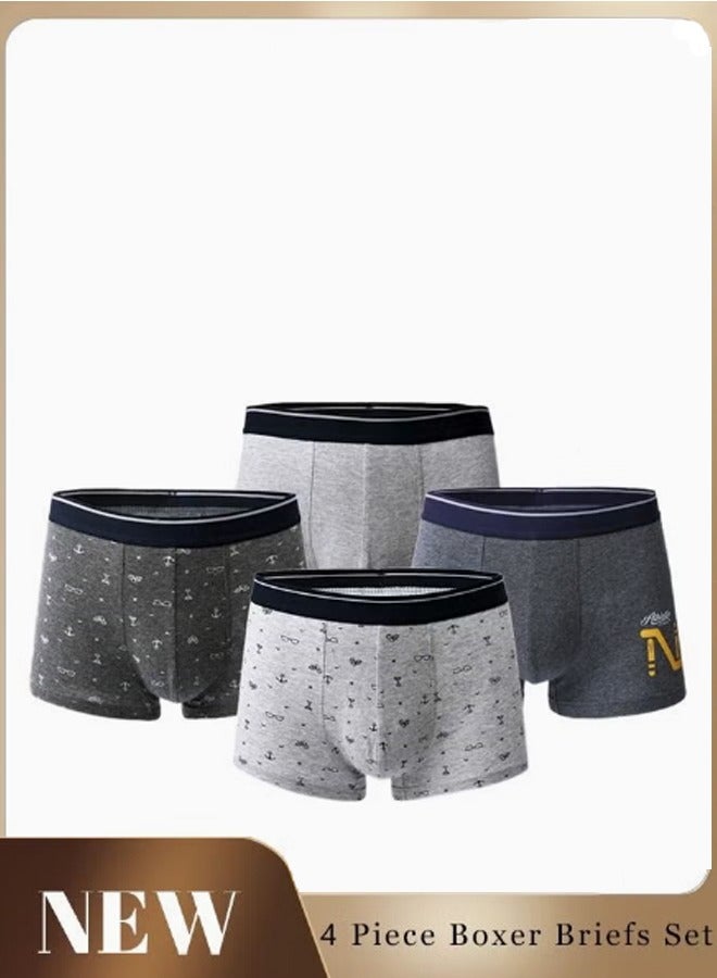 Set of 4 Men's 95% Cotton Shorts Breathable Soft Underwear Summer High Stretch Seamless Underwear  - Image 1