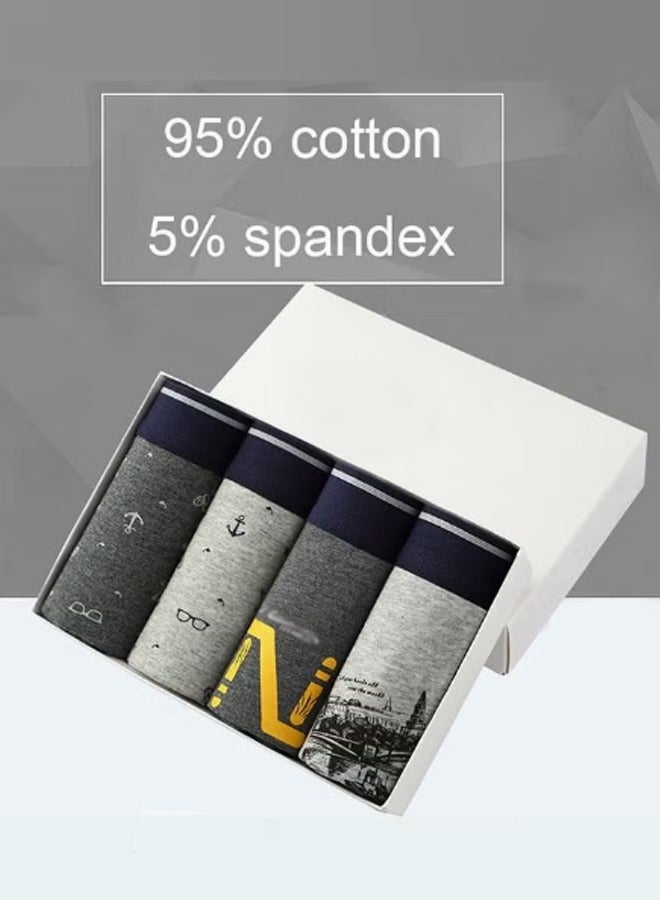 Set of 4 Men's 95% Cotton Shorts Breathable Soft Underwear Summer High Stretch Seamless Underwear  - Image 2