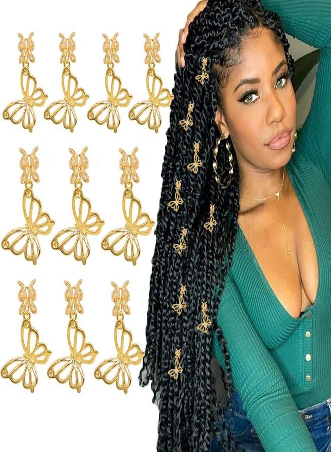 ASVNRES 20 Pcs Butterfly Hair Braids Dreadlock Clips, Hollow Metals Cuffs Clip Hair Accessories Styling Fashion Toos for Women Men (Gold) - Image 1