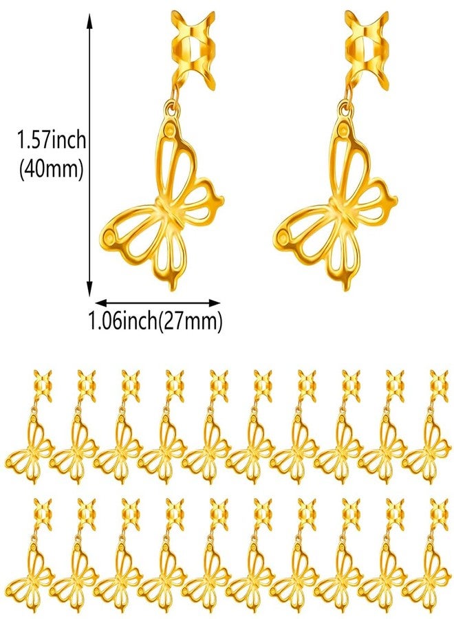 ASVNRES 20 Pcs Butterfly Hair Braids Dreadlock Clips, Hollow Metals Cuffs Clip Hair Accessories Styling Fashion Toos for Women Men (Gold) - Image 2