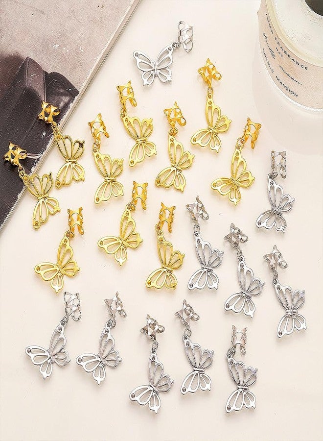 ASVNRES 20 Pcs Butterfly Hair Braids Dreadlock Clips, Hollow Metals Cuffs Clip Hair Accessories Styling Fashion Toos for Women Men (Gold) - Image 5