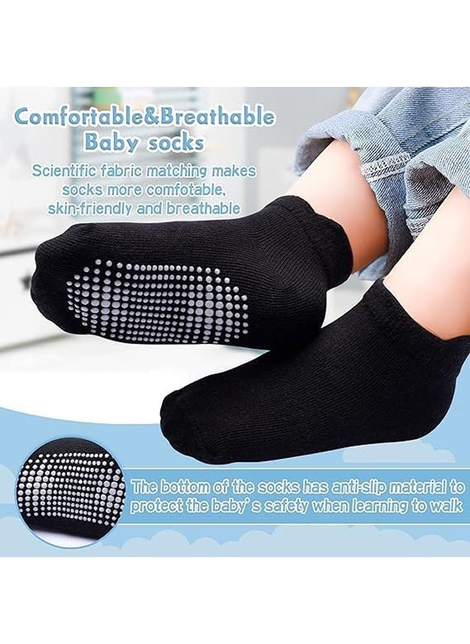 Generic 6 Pairs Of Cotton Non-Slip Striped Baby Socks for Boy's Socks Girl's Socks Black  - Image 3