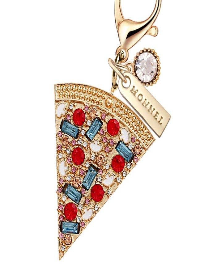 MONNEL MC715 Little Christmas Crystal Pizza Lobster Clasp Charm for Women with Velvet Bag (Rainbow,1 Piece) - Image 2