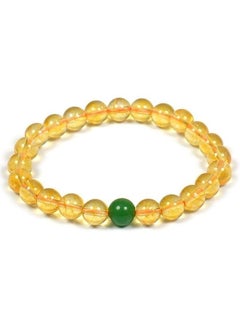 Citrine Bracelet Green Aventurine Crystal Healing Stone Bracelet Charm Bracelet Jewelry for Men & Women, Color Yellow & Green, Bead Size 8 mm