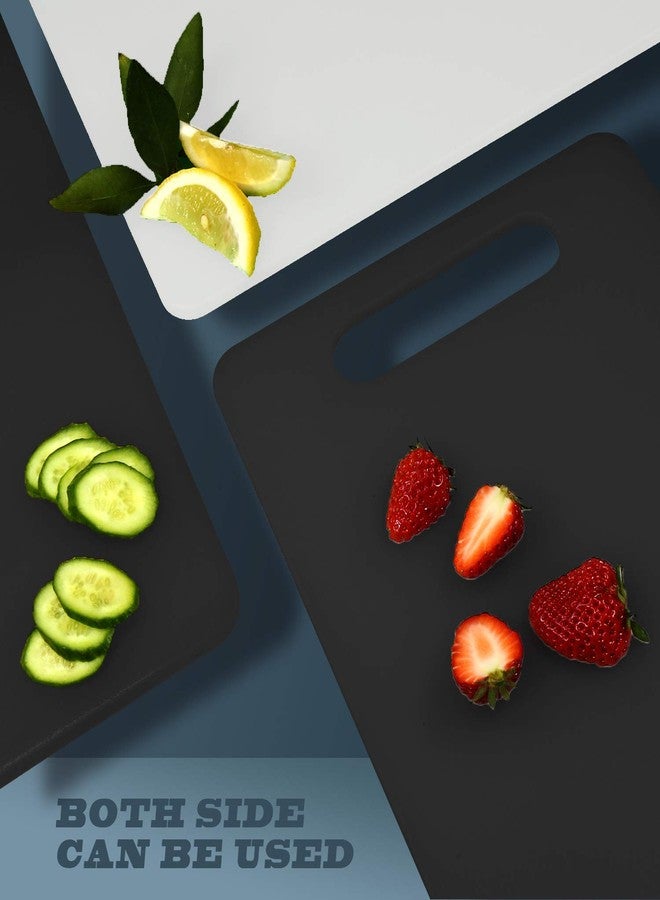 Fotouzy Plastic Utility Cutting Board with Handles, Food Safe PP Material, BPA Free, Dishwasher Safe, Thick Chopping Board, Large Size, Easy Grip Handle, for Kitchen (Black) - Image 2