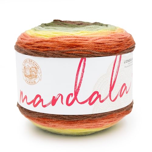 Lion Brand Yarn Multicolor Varigated Mandala Yarn for Crocheting and Knitting Craft Yarn Sandman 1 Pack