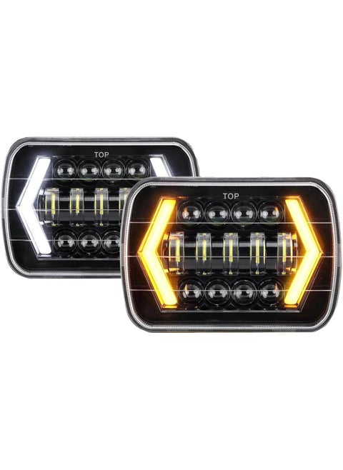 مصابيح أمامية LED مستطيلة مع إضاءة DRL، شعاع عالي ومنخفض، متوافقة مع سيارات [Car Brand] (مجموعة من 2)