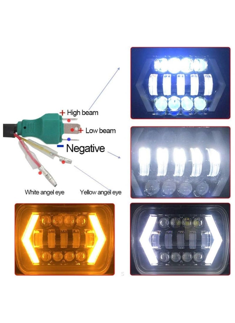 ماركة غير محددة - مصابيح أمامية LED مستطيلة مع إضاءة DRL، شعاع عالي ومنخفض، متوافقة مع سيارات [Car Brand] (مجموعة من 2) - Image 1