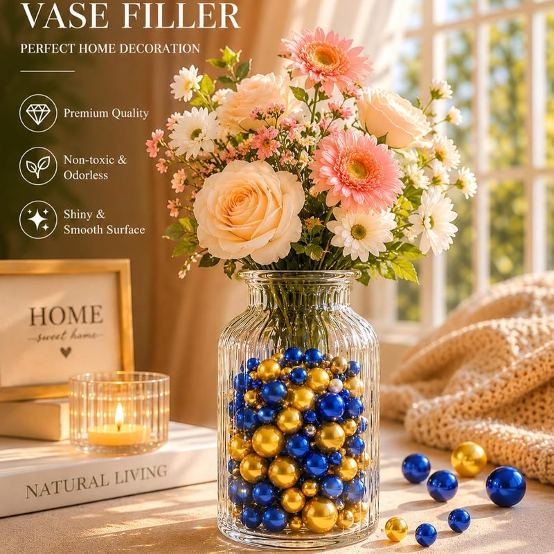 UDU 200 Pcs Vase Filler Pearl Beads No Hole Faux Polish Pearls for Centerpieces Vases Beads for vases Home Birthday Wedding Party Table Decor (Blue) - Image 2