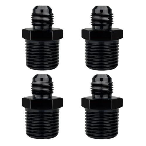 caqeg 6AN Male Flare to 12 NPT Pipe Fitting Adapter Aluminum Straight Black Pack of 4 - Image 1