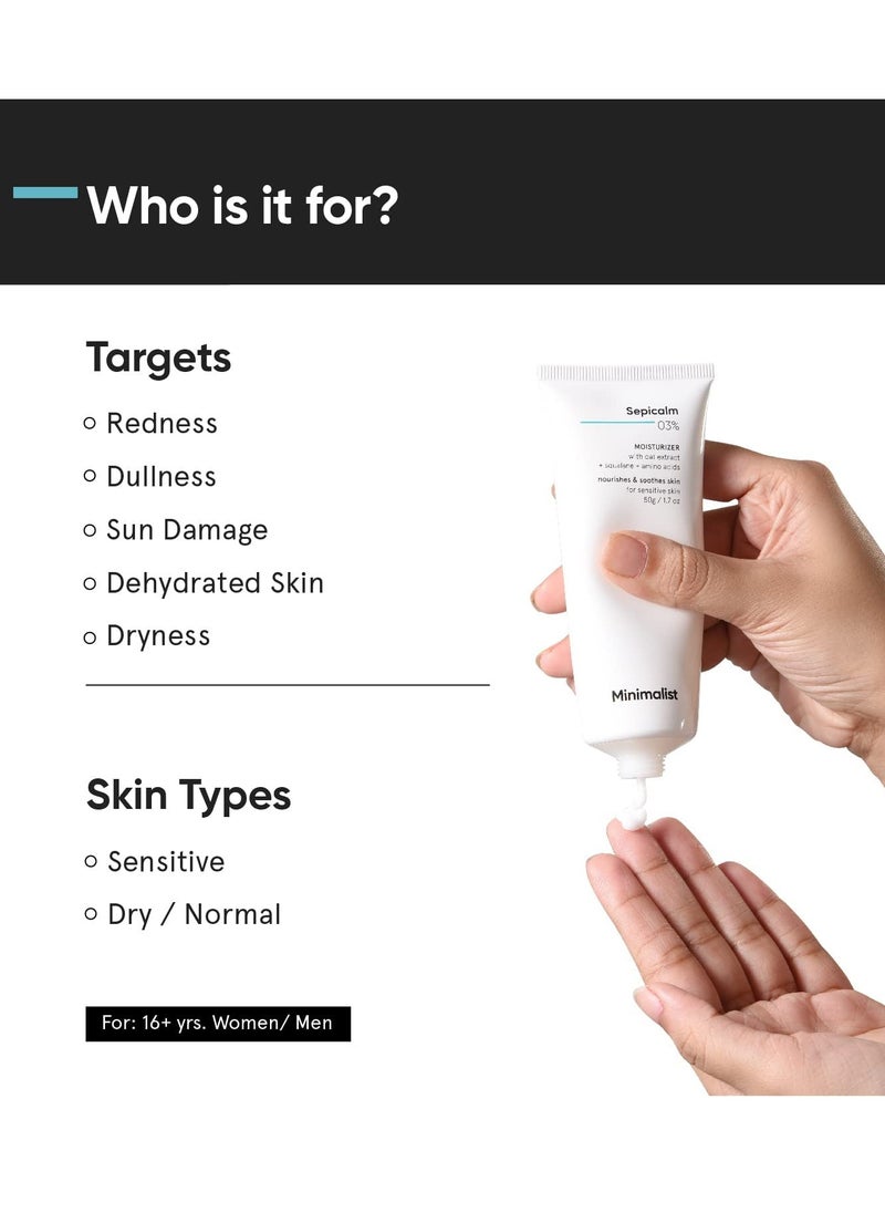 MINIMALIST Minimalist Sensitive Skin Face Moisturizer | Soothes Rosacea, Redness & Irritated Skin | With 3% Sepicalm for Acne Prone Skin | For Women & Men | 1.7 Oz / 50 gm  - Image 2