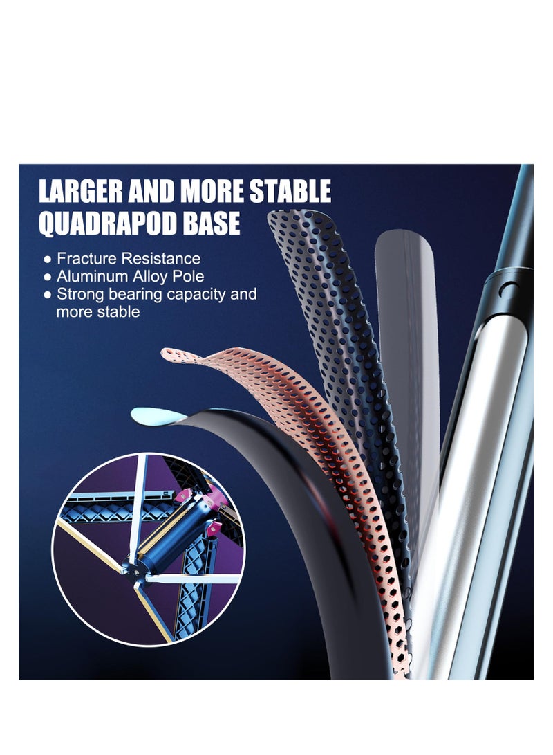 SYOSI 86" Selfie Stick Tripod, Extendable 360° Rotation Wireless Phone Stand with Rechargeable Bluetooth Remote Aluminum Phone Tripod for iPhone, Android for Photograph, Live Streaming, Video Recording (B) - Image 2