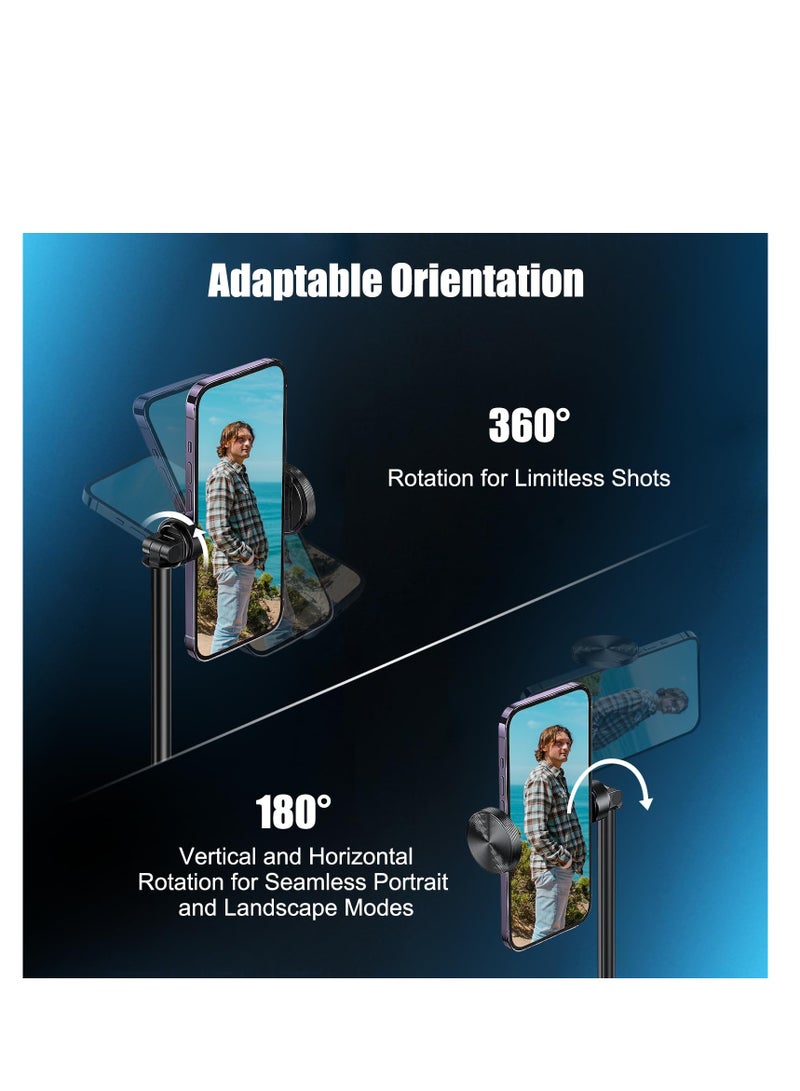 SYOSI 86" Selfie Stick Tripod, Extendable 360° Rotation Wireless Phone Stand with Rechargeable Bluetooth Remote Aluminum Phone Tripod for iPhone, Android for Photograph, Live Streaming, Video Recording (B) - Image 4