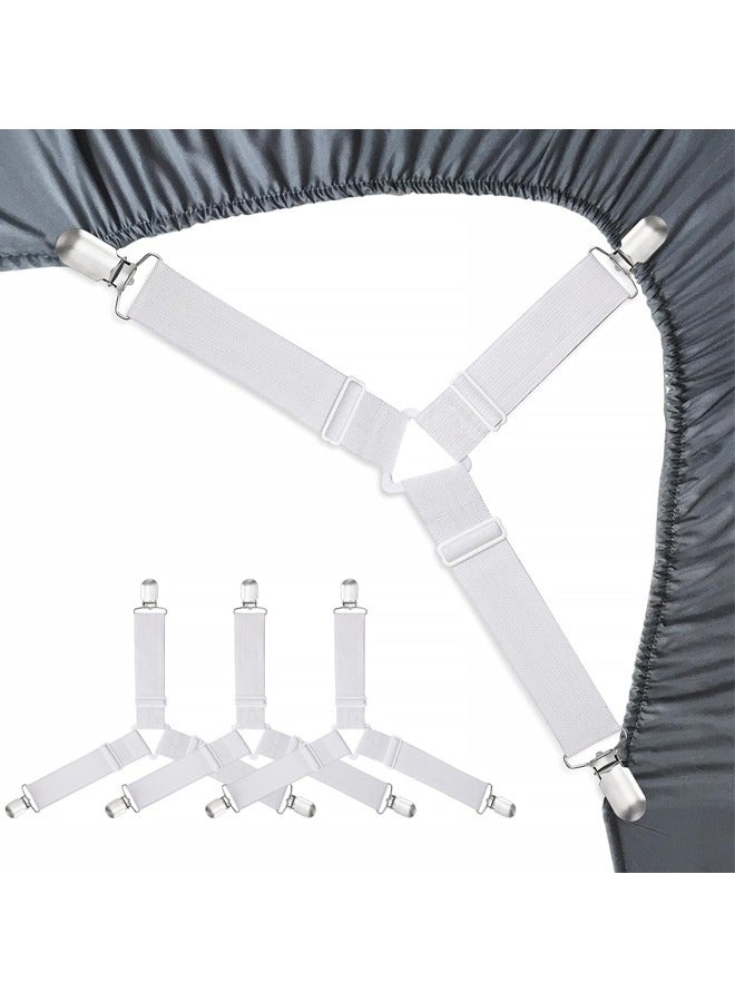 4 pcs Adjustable Bed Sheet Holder Straps Fasteners Clips Fasteners Suspenders Locker Gripper Scrunchie for Bed Mattress - Image 1