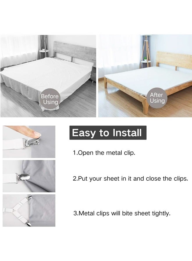4 pcs Adjustable Bed Sheet Holder Straps Fasteners Clips Fasteners Suspenders Locker Gripper Scrunchie for Bed Mattress - Image 4