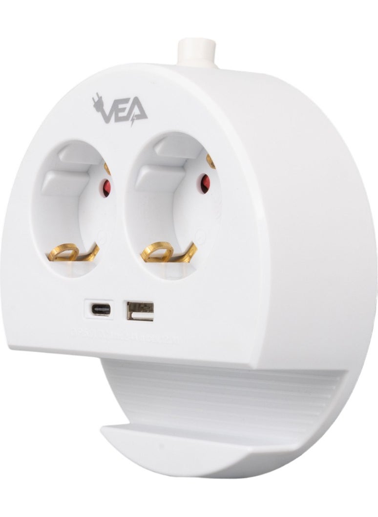 AYT Vea VE-G1102C 2-Phone Stand with Holder Socket, USB Li Type-C Input Extension Cable 1.5 Meters  - Image 4