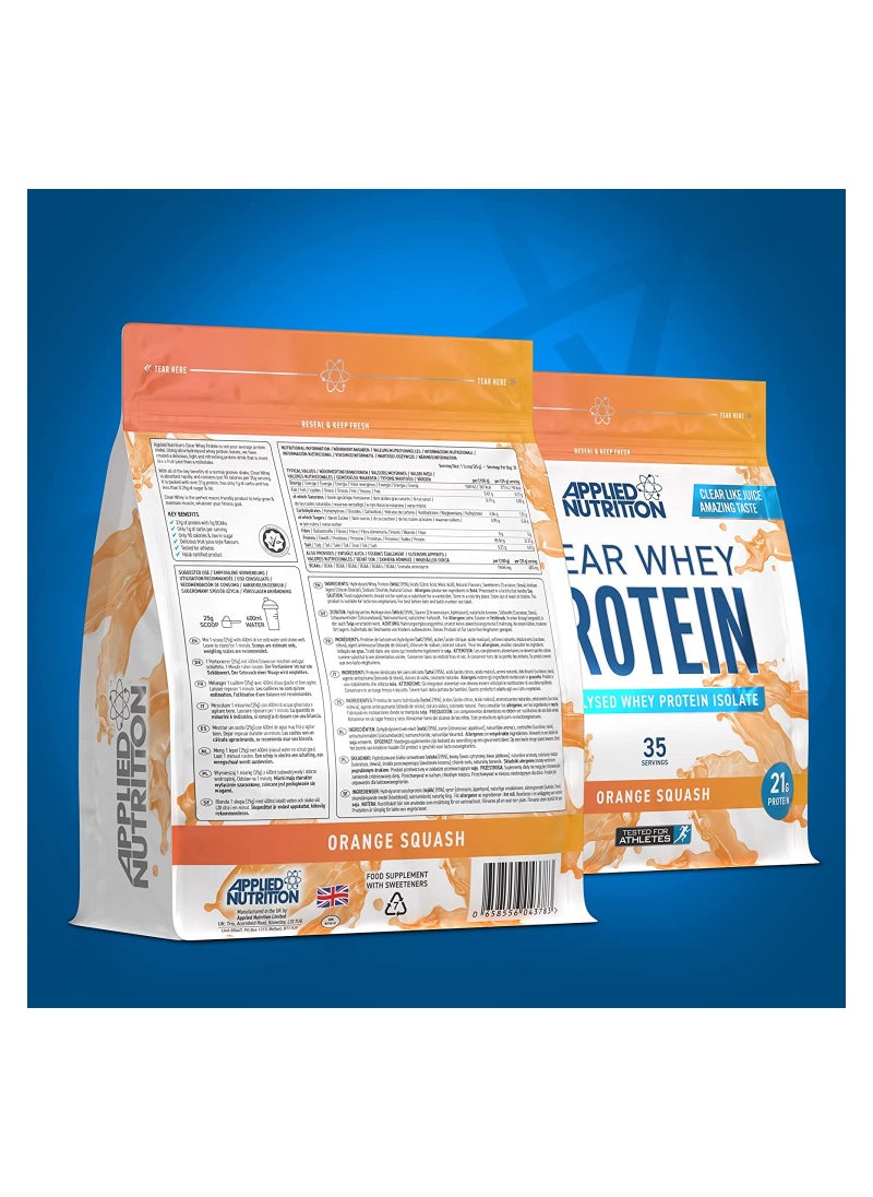 Applied Nutrition Applied Nutrition Clear Whey Isolate - Whey Protein Isolate, Refreshing High Protein Powder, Fruit Juice Style Flavours (Orange Squash) (875g - 35 Servings)  - Image 4