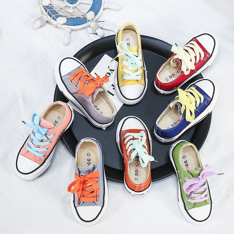 Children'S Shoes 2024 Korean Style Trendy Children'S Casual Shoes Colorfulful Shoelaces Kidsren'S Canvas Shoes Sneakers School White Shoes Baby Shoes - Image 4