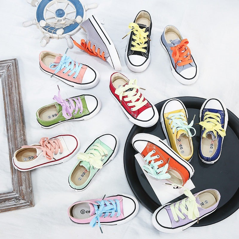 Children'S Shoes 2024 Korean Style Trendy Children'S Casual Shoes Colorfulful Shoelaces Kidsren'S Canvas Shoes Sneakers School White Shoes Baby Shoes - Image 3