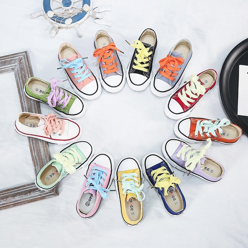 Children'S Shoes 2024 Korean Style Trendy Children'S Casual Shoes Colorfulful Shoelaces Kidsren'S Canvas Shoes Sneakers School White Shoes Baby Shoes - Image 2
