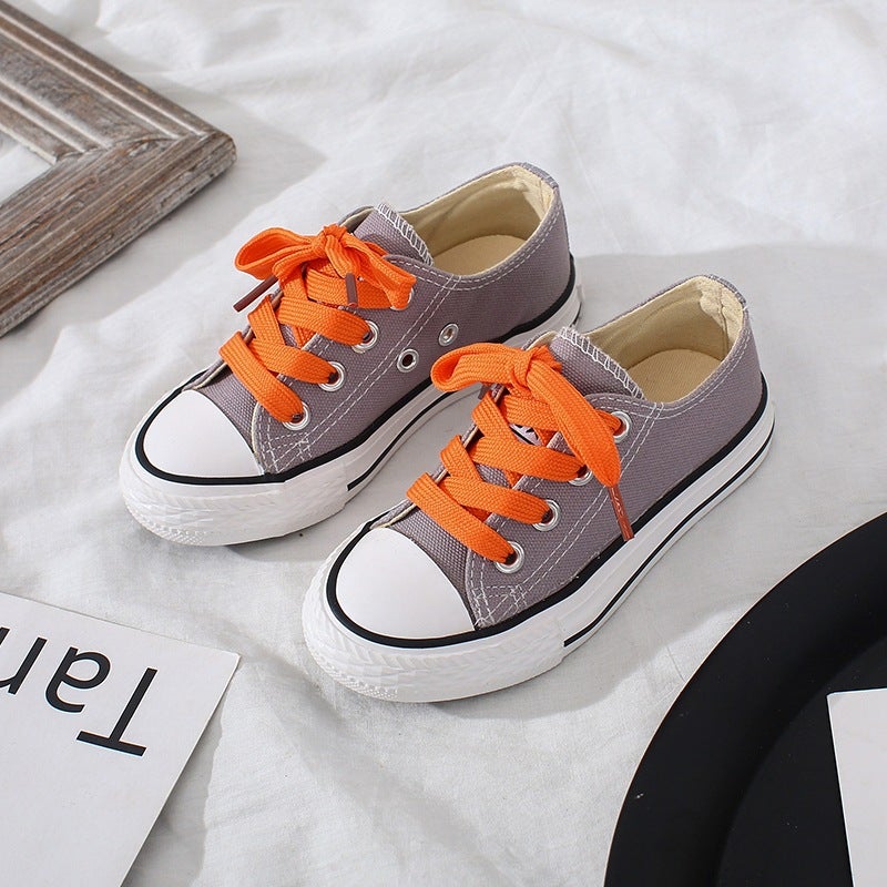 Children'S Shoes 2024 Korean Style Trendy Children'S Casual Shoes Colorfulful Shoelaces Kidsren'S Canvas Shoes Sneakers School White Shoes Baby Shoes - Image 1