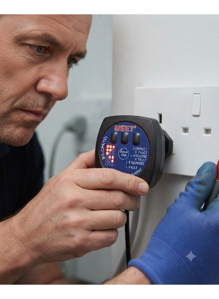 MEET 13amp Socket Tester with ELCB Trip Tester 30mA Trip MS-CP6(1D) - Image 3