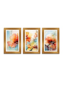 Paper Plane Design PAPER PLANE DESIGN Large Panels Frame Painting For Wall Decoration Floral Aesthetic Wall Painting For Living Room With Golden Frames. Wall Decor. (E)  - Image 1