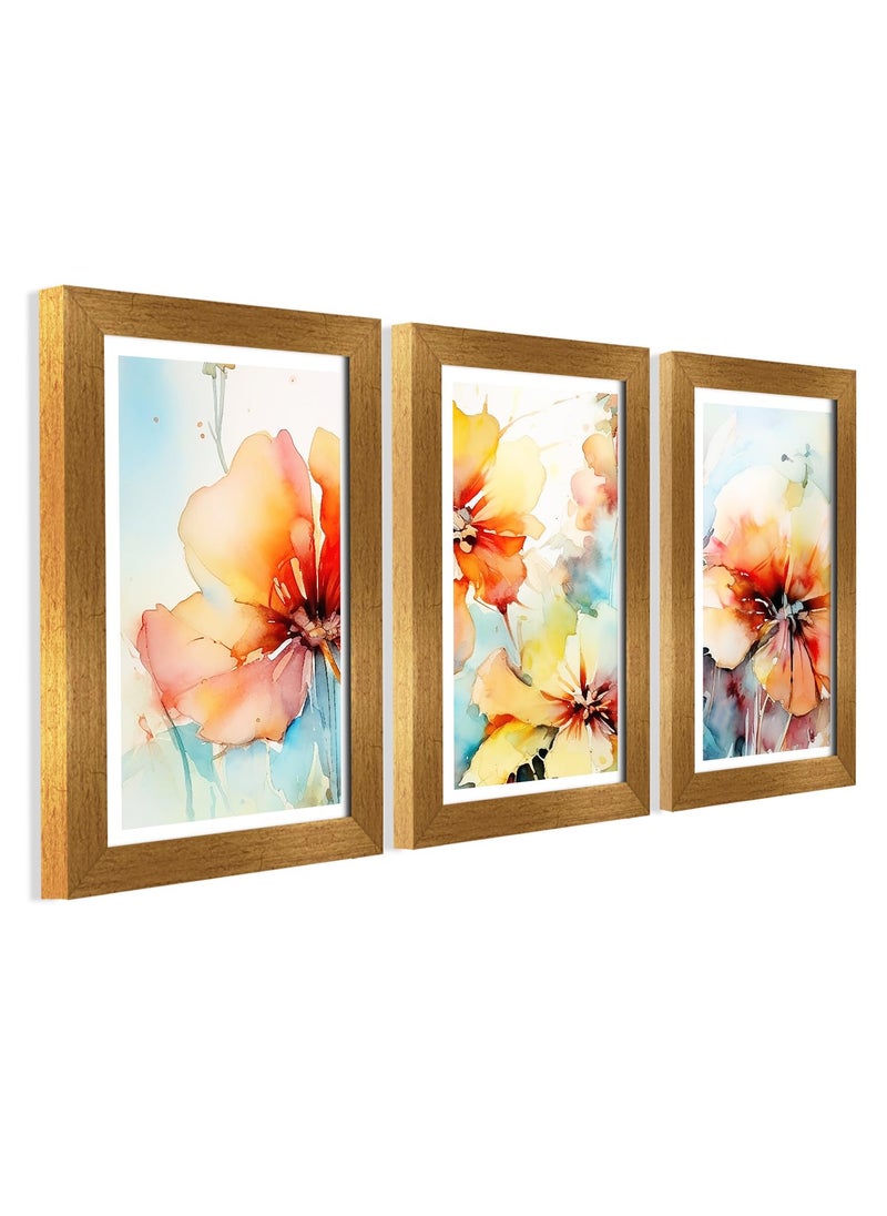 Paper Plane Design PAPER PLANE DESIGN Large Panels Frame Painting For Wall Decoration Floral Aesthetic Wall Painting For Living Room With Golden Frames. Wall Decor. (E)  - Image 2