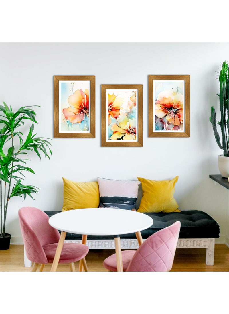 Paper Plane Design PAPER PLANE DESIGN Large Panels Frame Painting For Wall Decoration Floral Aesthetic Wall Painting For Living Room With Golden Frames. Wall Decor. (E)  - Image 5