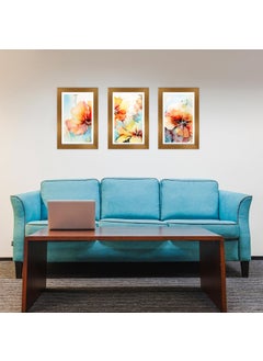 Paper Plane Design PAPER PLANE DESIGN Large Panels Frame Painting For Wall Decoration Floral Aesthetic Wall Painting For Living Room With Golden Frames. Wall Decor. (E)  - Image 3