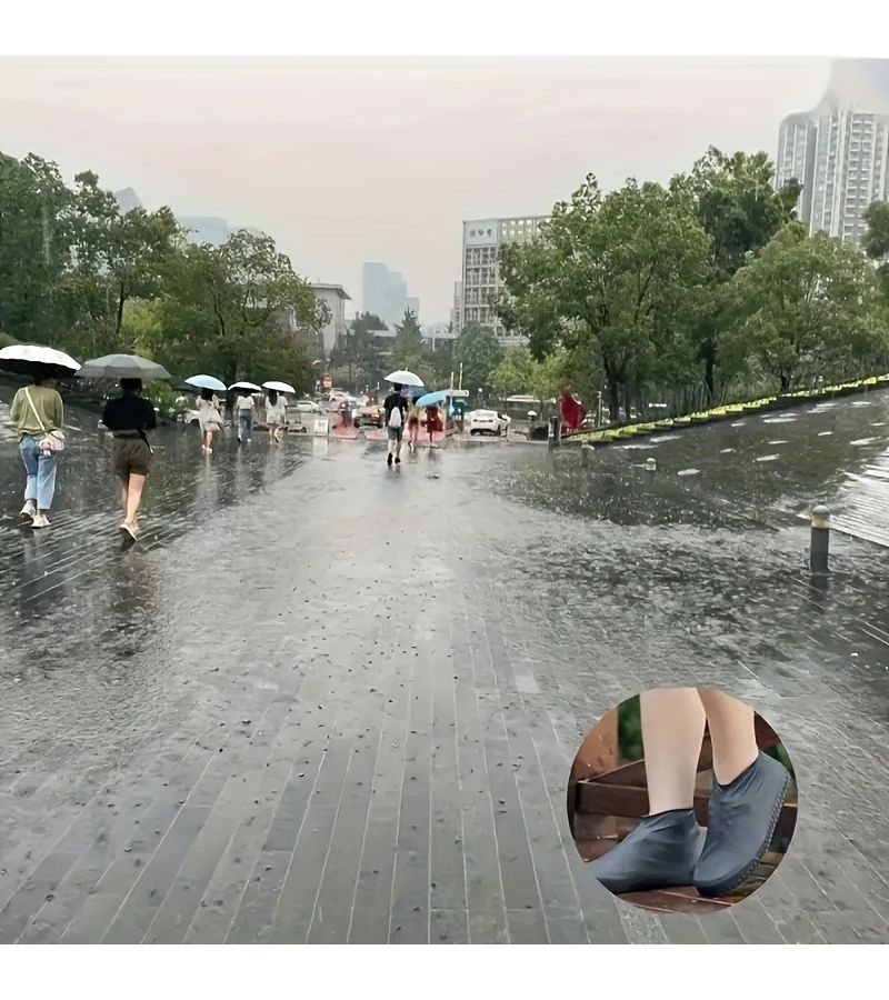 White High Elastic Latex Rain Boot Covers Reusable Anti Slip Shoe Covers - Image 4