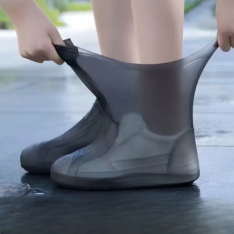 White High Elastic Latex Rain Boot Covers Reusable Anti Slip Shoe Covers - Image 2