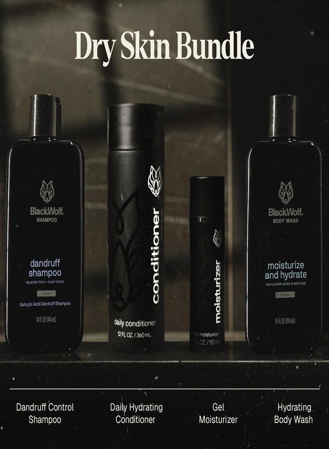 Black Wolf 4-Piece Skincare and Hair Gift Set for Men – Anti-Dandruff Shampoo, Moisturizing Body Wash, Face Moisturizer, Daily Conditioner - Skin Care Kit for All Dry Types - Image 2