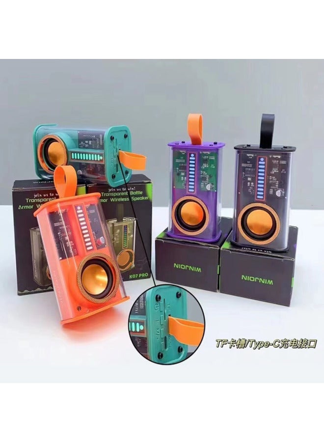 Neutral Transparent Mecha Bluetooth Speaker Small Steel Cannon Wireless Speaker Subwoofer Outdoor Home Lights Small Mini Stereo - Image 4