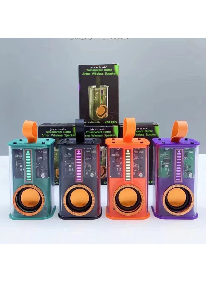 Neutral Transparent Mecha Bluetooth Speaker Small Steel Cannon Wireless Speaker Subwoofer Outdoor Home Lights Small Mini Stereo - Image 2