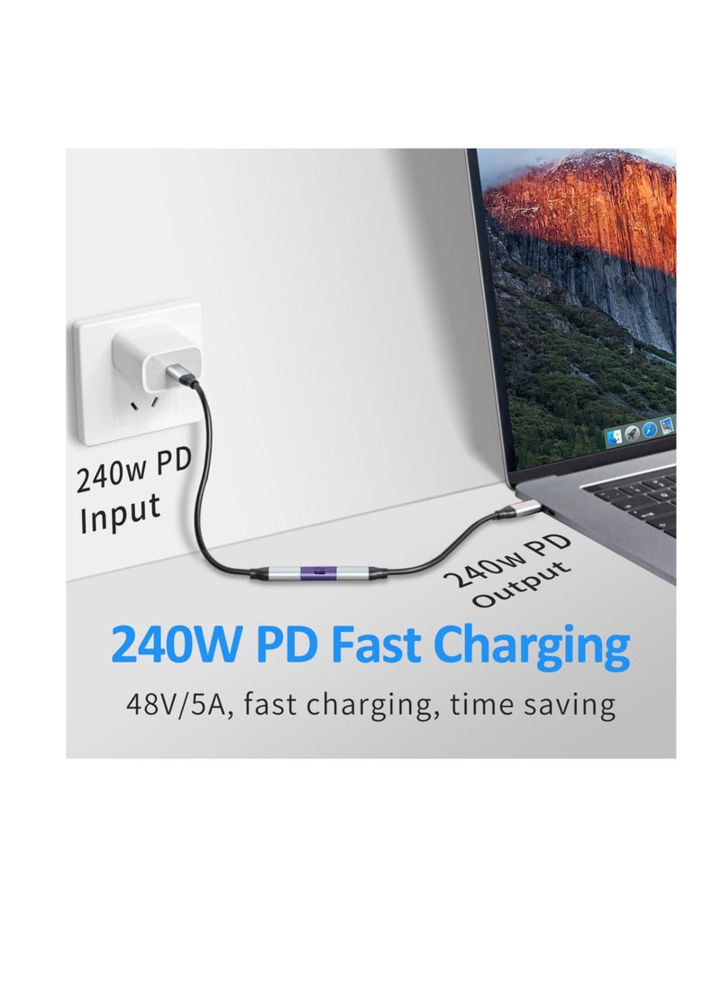 ماركة غير محددة محول USB C أنثى إلى أنثى، عبوة 2، محول USB C بقدرة 240 واط، يدعم نقل الصوت والفيديو 8K، موصل موحد لتThunderbolt، سويتش، MacBook، لابتوب، جهاز لوحي، هاتف  - Image 3