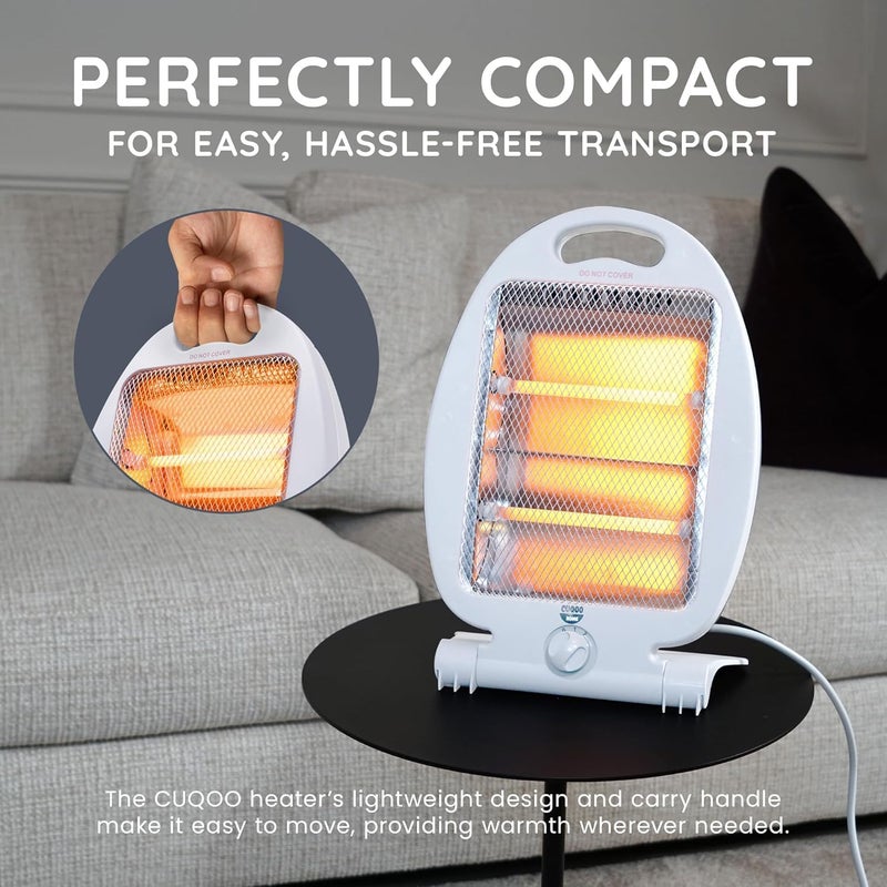 دفاية محمولة Portable Halogen Heater – بثلاث إعدادات حرارة وتصميم مدمج بمقبض سهل الحمل، باللون الأبيض - Image 4