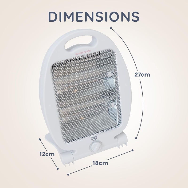 دفاية محمولة Portable Halogen Heater – بثلاث إعدادات حرارة وتصميم مدمج بمقبض سهل الحمل، باللون الأبيض - Image 1