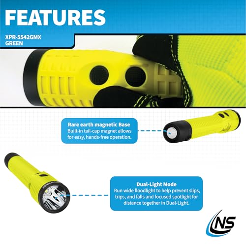 Nightstick XPR-5542GMX Intrinsically Safe Rechargeable Dual-Light Flashlight with Magnet, Green/Black - Image 3