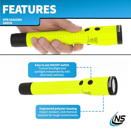 Nightstick XPR-5542GMX Intrinsically Safe Rechargeable Dual-Light Flashlight with Magnet, Green/Black - Image 4