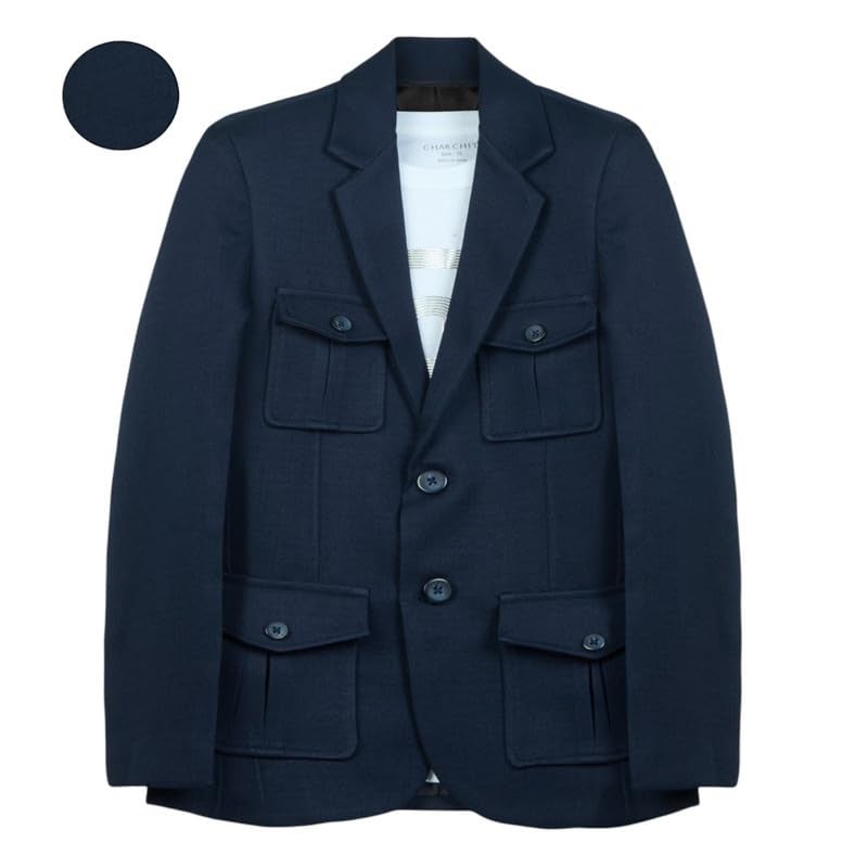CHARCHIT Boys Regular Fit Navy Blazer and T-Shirt Set - Image 3