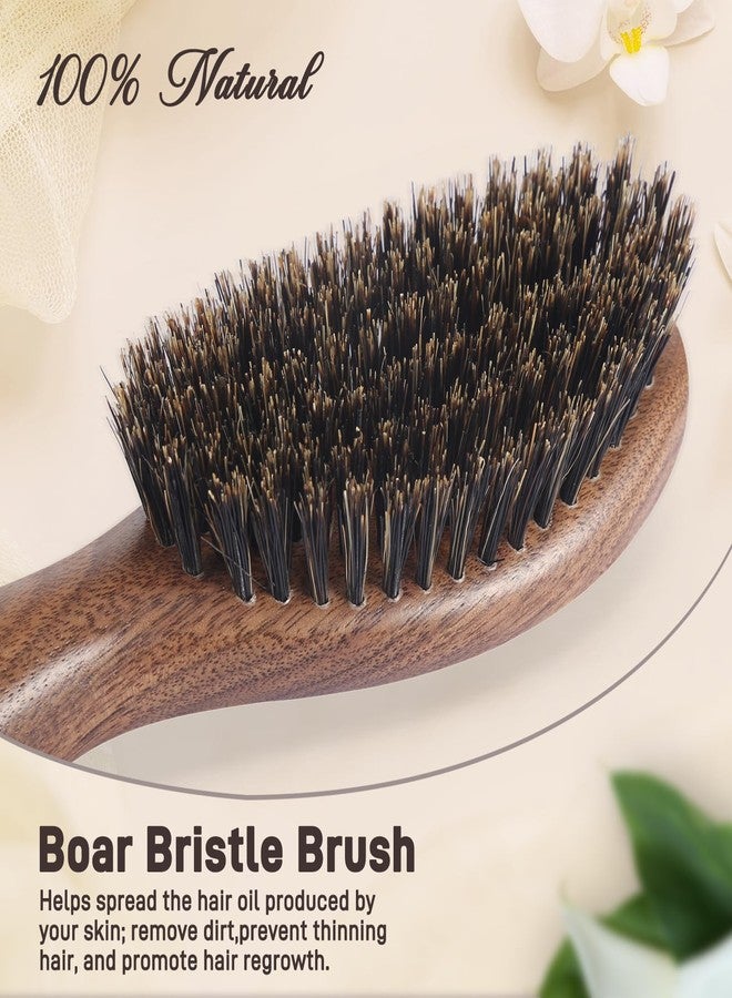 BESTOOL Hair Brush,Natural Walnut Wood & Boar Bristle Hair Brushes for Women Men and Kids to Enhance Shine and Texture,Slick Back Hairbrush for Thin,Fine and Medium Hair - Image 2