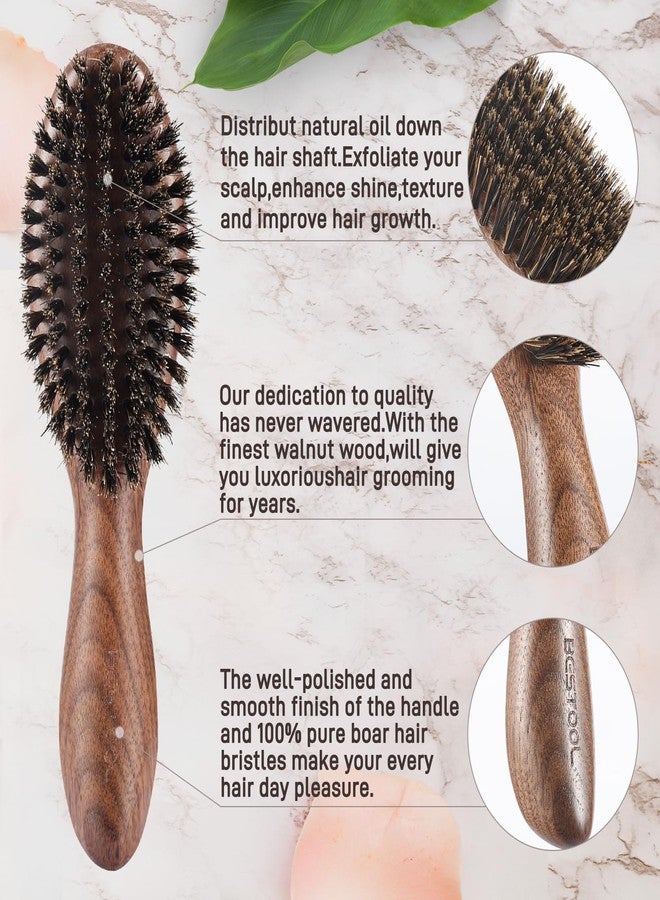 BESTOOL Hair Brush,Natural Walnut Wood & Boar Bristle Hair Brushes for Women Men and Kids to Enhance Shine and Texture,Slick Back Hairbrush for Thin,Fine and Medium Hair - Image 5
