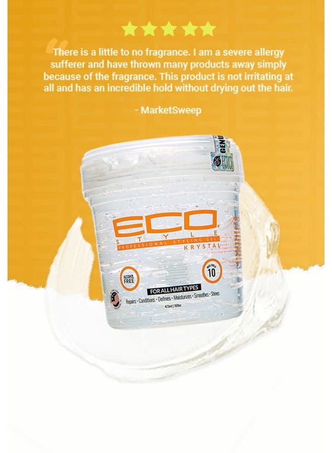 Eco Style Ecoco Eco Style Hair Gel Krystal - Strong Hold - Ideal For Any Hair Type And Color - Adds Body And Shine To All Styles - Weightless - Moisturizes And Help Maintain Healthy Hair - Non-Flaking - 16 Oz - Image 3